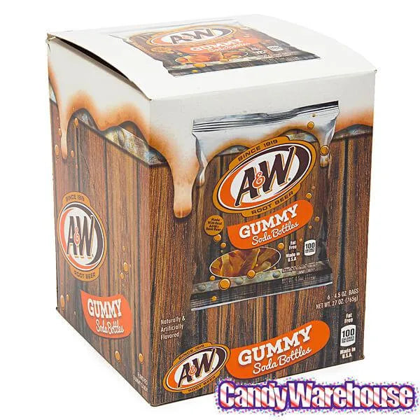 Gummy Soda Bottles Candy Bags - A&W Root Beer: 6-Piece Display