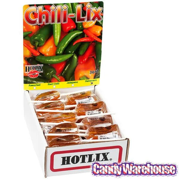 Habanero Chili Pepper Spicy Lollipops: 36-Piece Box