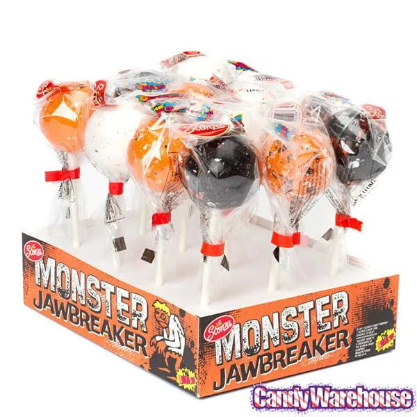 Halloween Monster Jawbreakers On a Stick: 12-Piece Display