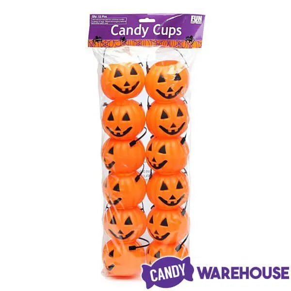 Halloween Plastic Pumpkin Candy Cups: 12-Piece Set