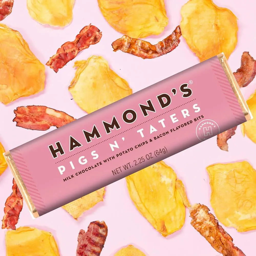 Hammond's Pigs N' Taters Milk Chocolate Bars: 12-Piece Box