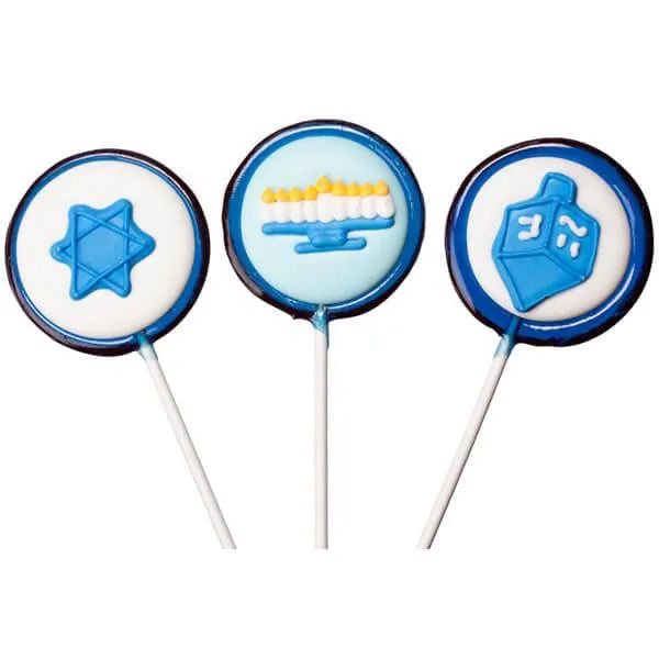 Hanukkah Hard Candy Lollipops: 12-Piece Pack