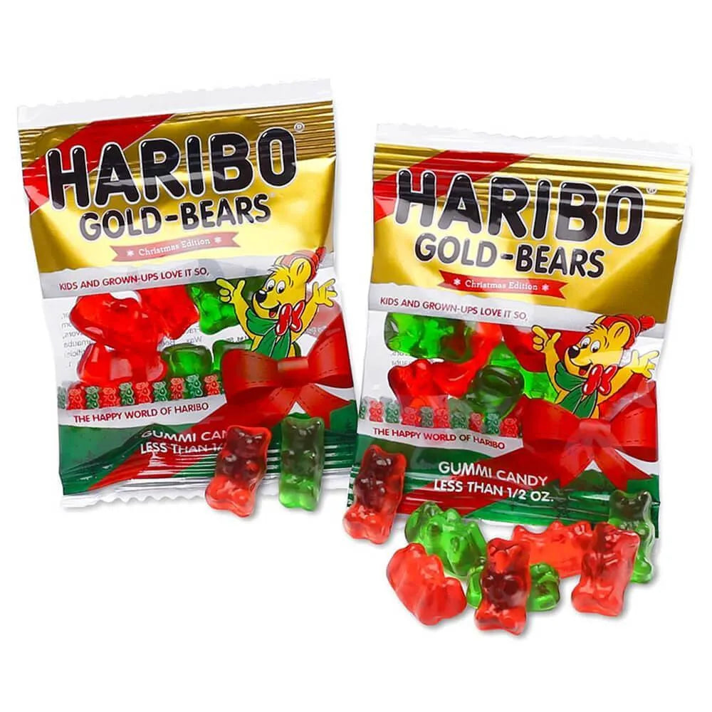 Haribo Christmas Gold-Bears Gummy Bears Candy Fun Packs: 25-Piece Bag