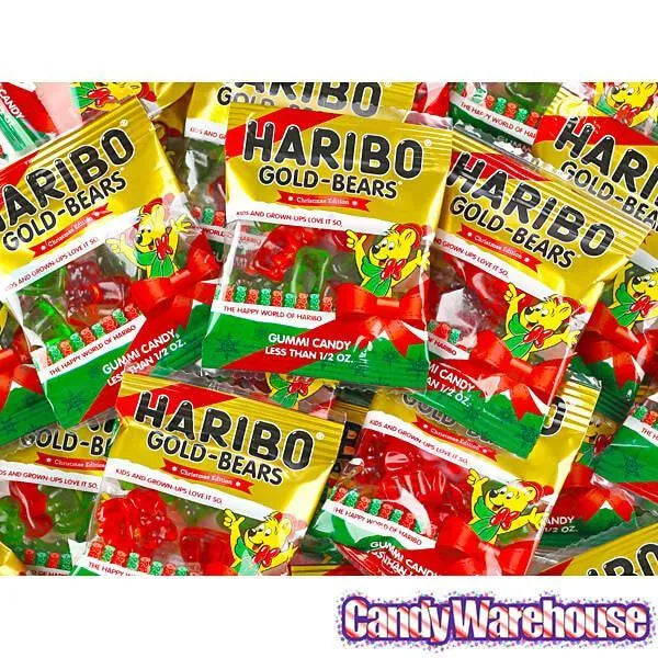 Haribo Christmas Gold-Bears Gummy Bears Candy Fun Packs: 25-Piece Bag