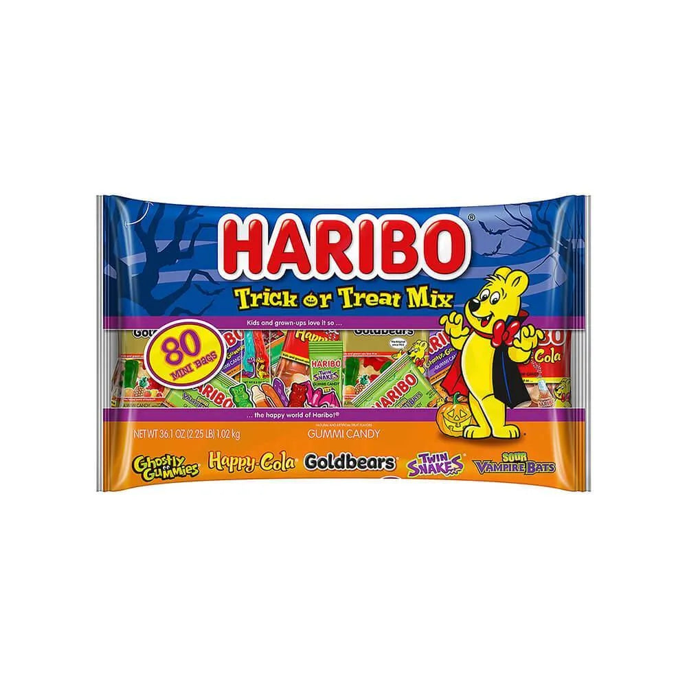 Haribo Gummy Halloween Candy Snack Packs: 80-Piece Bag