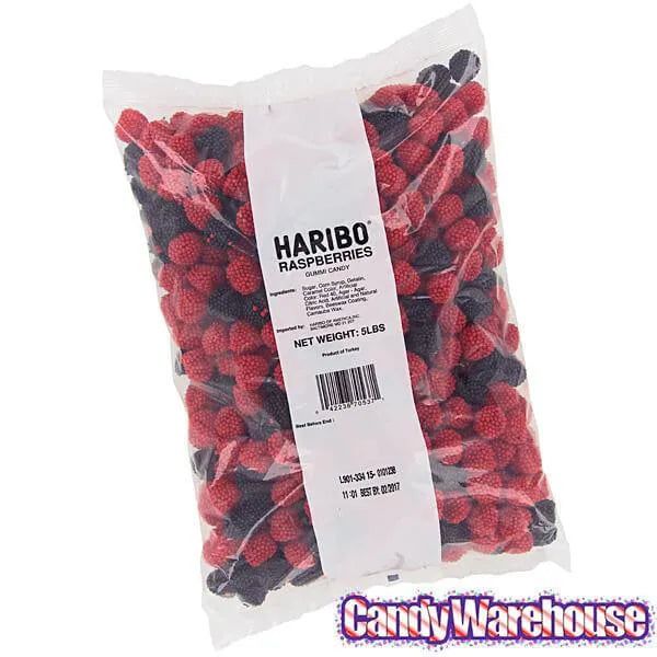 Haribo Gummy Raspberries Candy: 5LB Bag