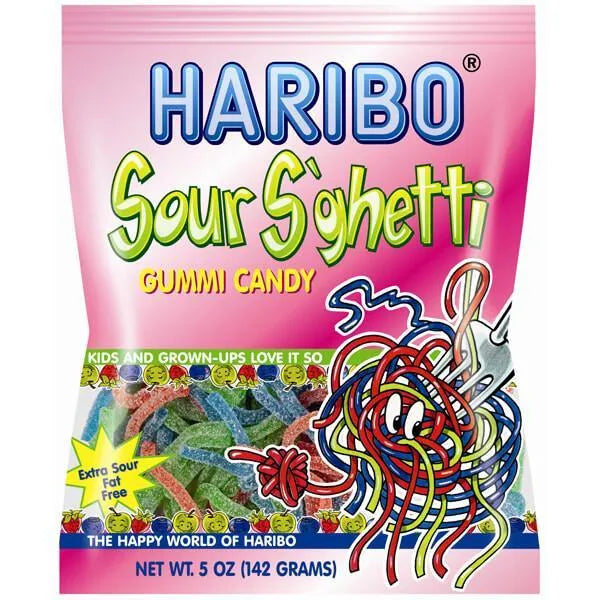 Haribo Gummy Sour Spaghetti Candy: 3.75LB Box