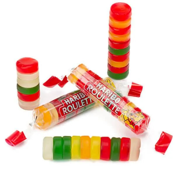 Haribo Roulette Gummy Candy Rolls: 36-Piece Box