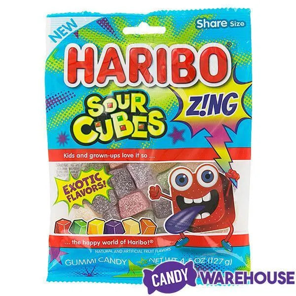 Haribo Zing Sour Cubes Gummy Candy: 3LB Box