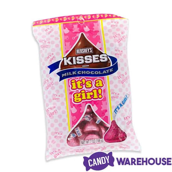 Hershey Kisses It's a Girl Pink Foiled Milk Chocolate Candy: 7-Ounce Bag