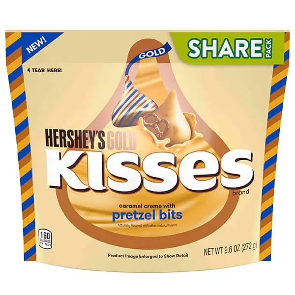 Hershey's Gold Kisses Caramel Creme Candy with Pretzel Bits: 60-Piece Bag