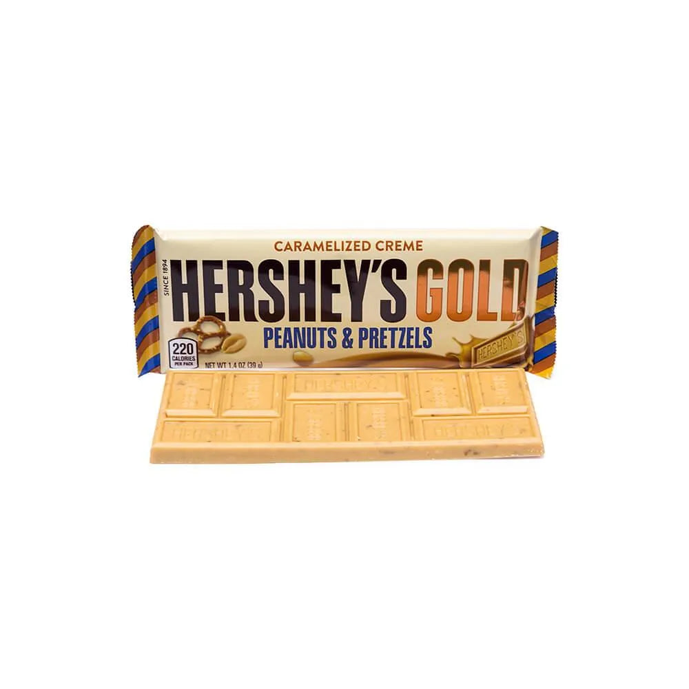 Hershey's Gold with Peanuts and Pretzels Candy Bars: 24-Piece Box