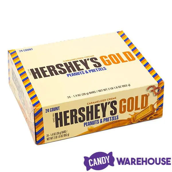 Hershey's Gold with Peanuts and Pretzels Candy Bars: 24-Piece Box