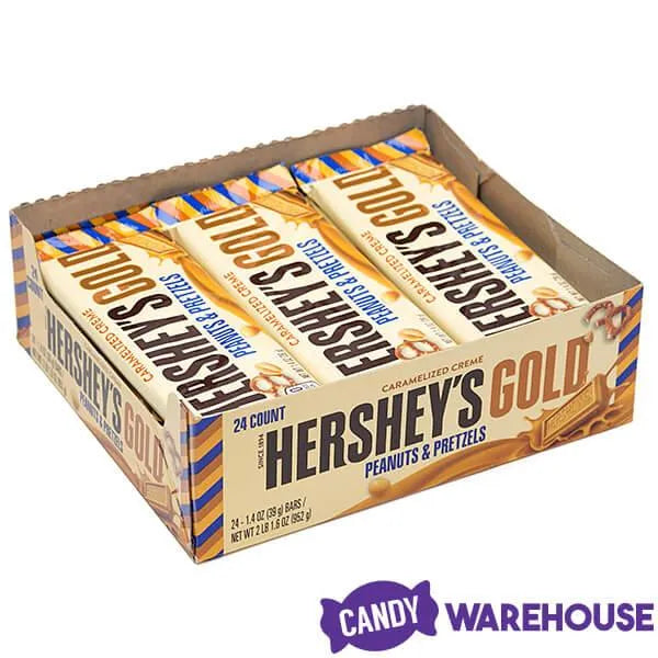 Hershey's Gold with Peanuts and Pretzels Candy Bars: 24-Piece Box