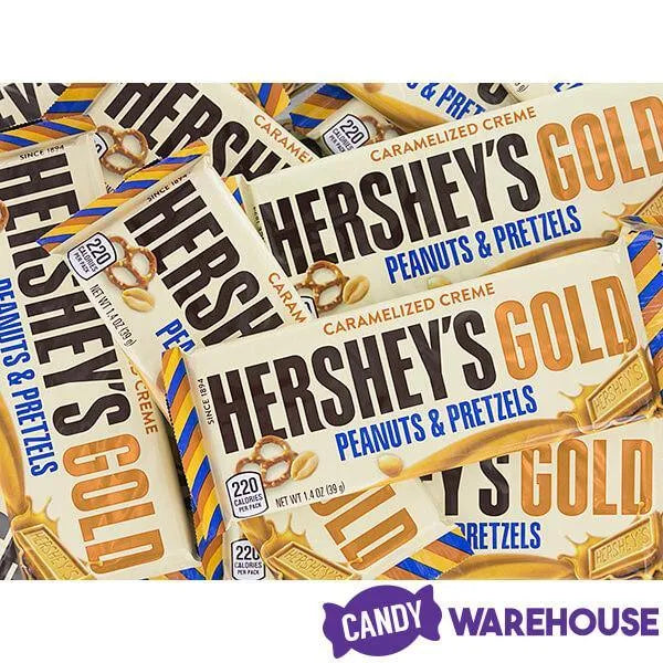 Hershey's Gold with Peanuts and Pretzels Candy Bars: 24-Piece Box