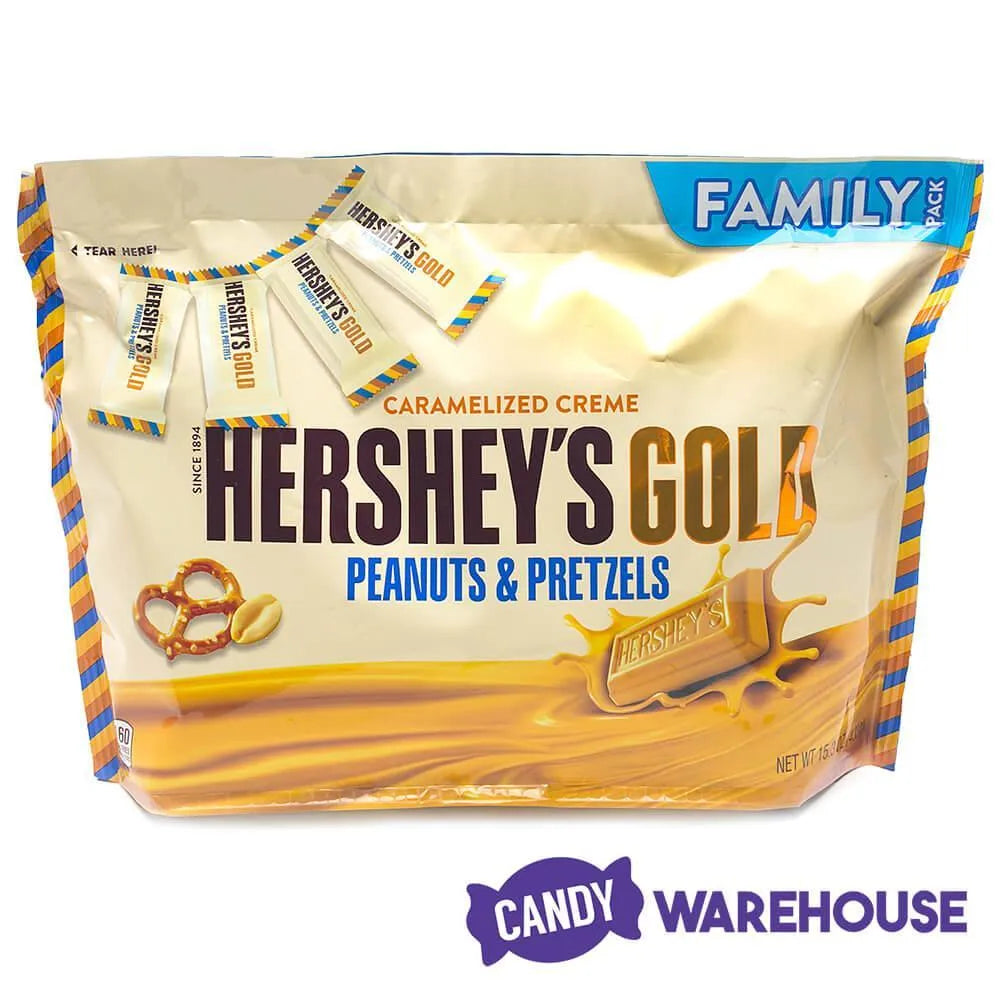 Hershey's Gold with Peanuts and Pretzels Snack Size Candy Bars: 42-Piece Bag