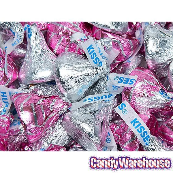 Hershey's Hugs & Kisses Pink and Silver Foiled Chocolate Candy: 100-Piece Bag