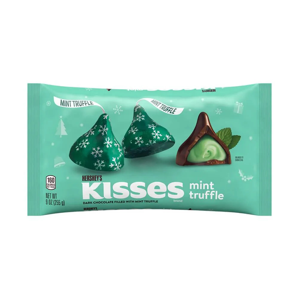 Hershey's Kisses Dark Chocolates with Mint Truffle Filling: 9-Ounce Bag