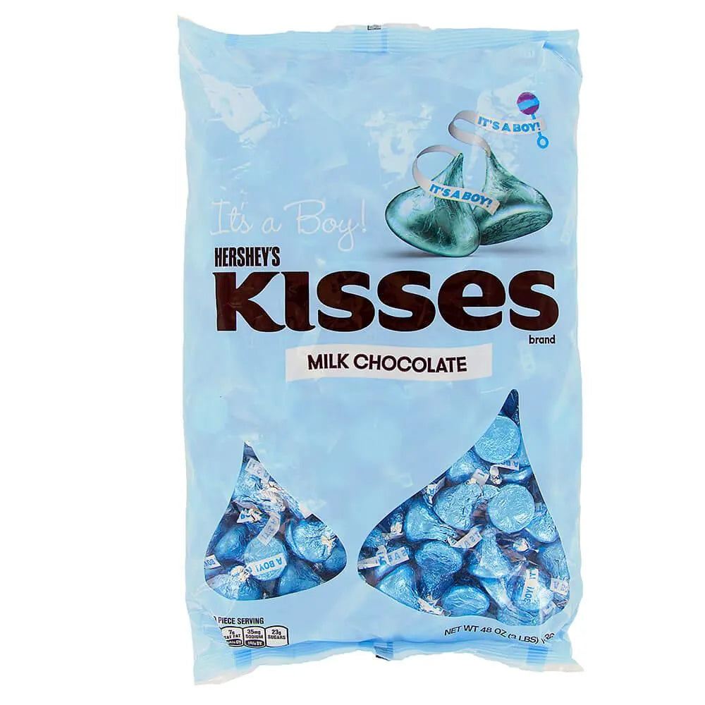 Hershey's Kisses It's a Boy Blue Foiled Milk Chocolate Candy: 3LB Bag