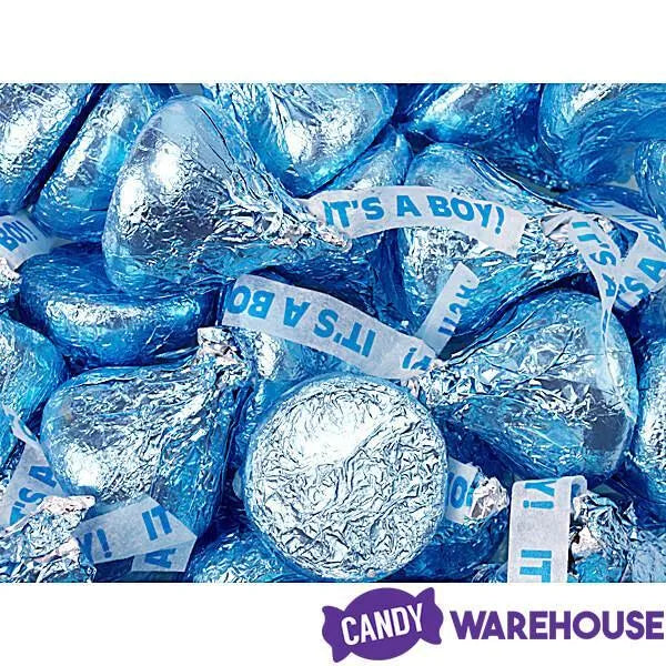 Hershey's Kisses It's a Boy Blue Foiled Milk Chocolate Candy: 3LB Bag