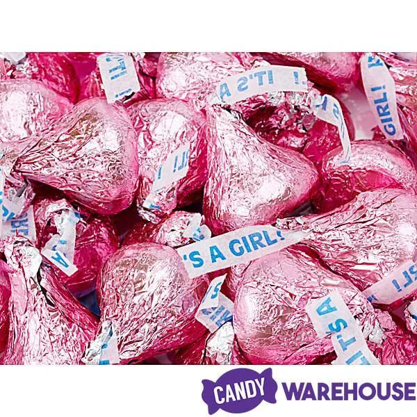 Hershey's Kisses It's a Girl Pink Foiled Milk Chocolate Candy: 3LB Bag