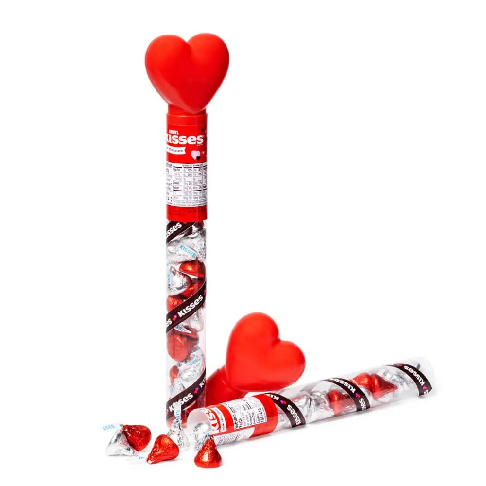 Hershey's Kisses Milk Chocolates Filled Heart Topped Tubes: 3-Piece Set