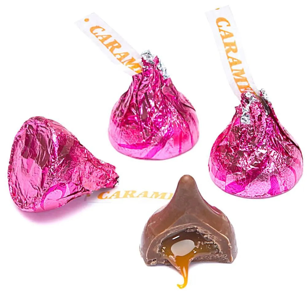 Hershey's Kisses Pink Foiled Milk Chocolates with Caramel Filling: 60-Piece Bag