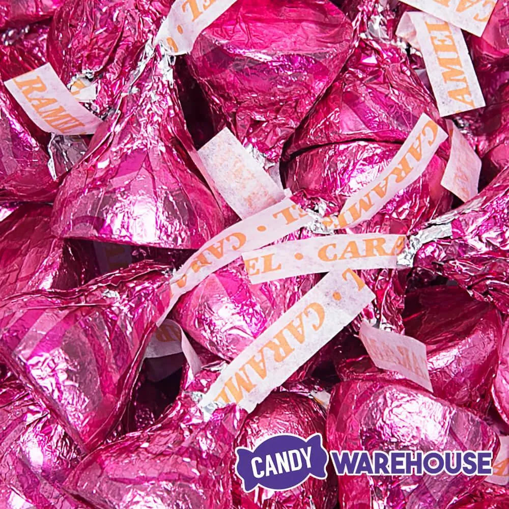 Hershey's Kisses Pink Foiled Milk Chocolates with Caramel Filling: 60-Piece Bag