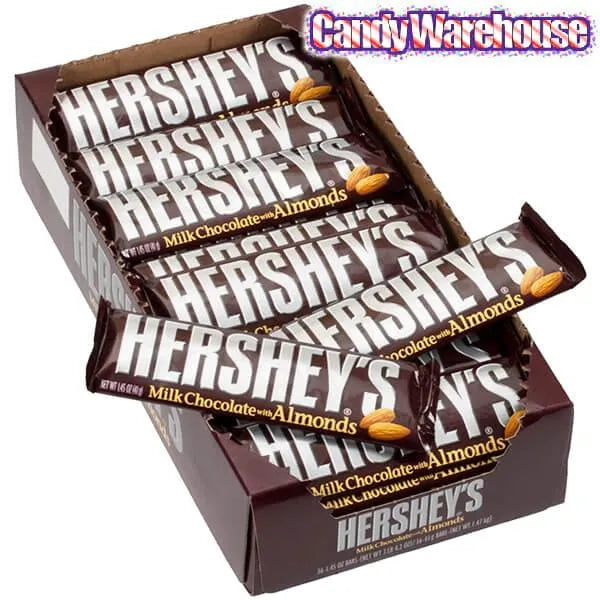 Hershey's Milk Chocolate with Almonds Candy Bars: 36-Piece Box