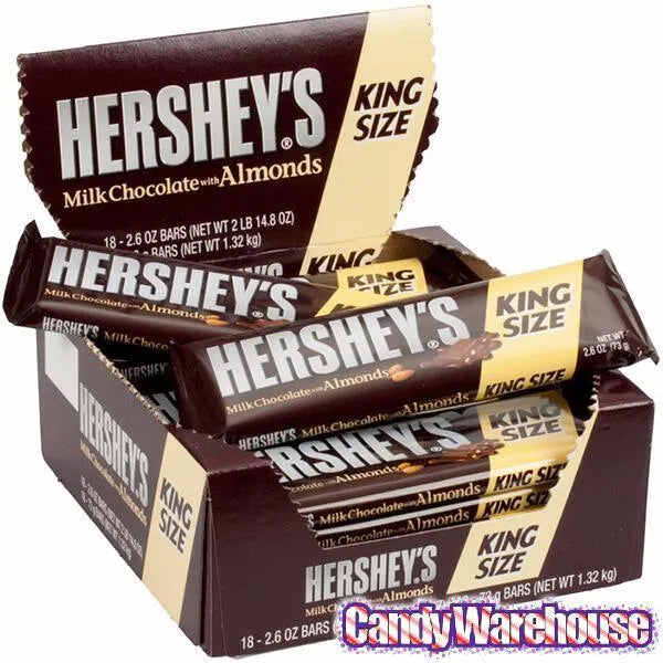 Hershey's Milk Chocolate with Almonds King Size Candy Bars: 18-Piece Box