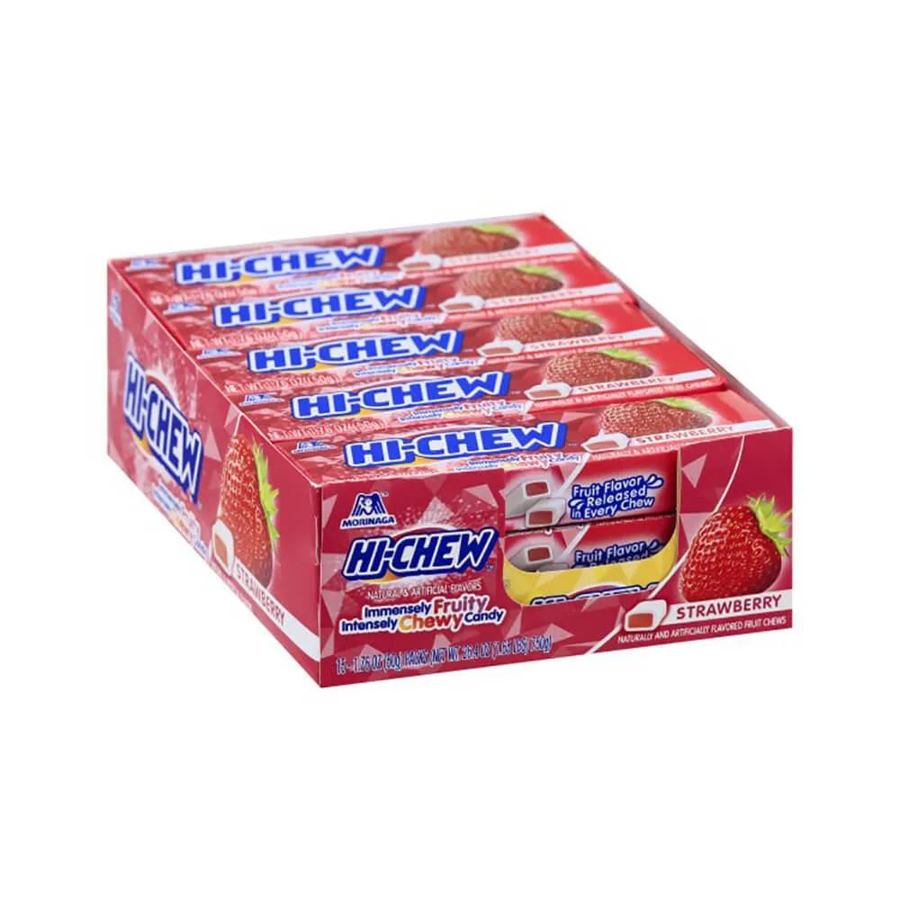 Hi-Chew Fruit Chews 10-Piece Candy Packs - Strawberry: 15-Piece Box