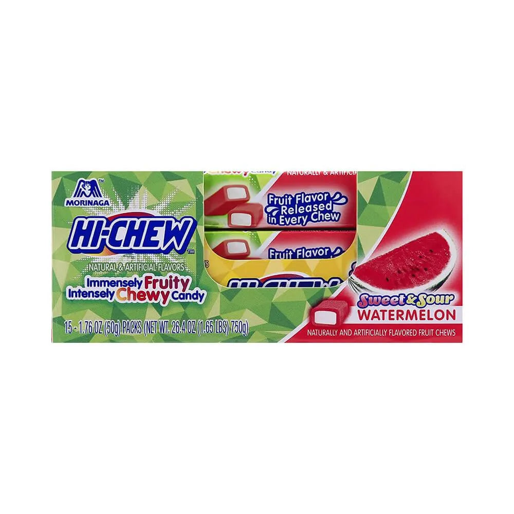 Hi-Chew Fruit Chews 10-Piece Candy Packs - Watermelon: 15-Piece Box