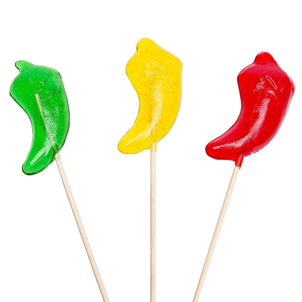 Hot Pepper Hard Candy Lollipops: 12-Piece Bag