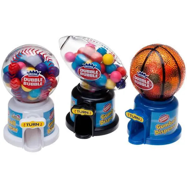 Hot Sports Dubble Bubble Gumball Machine Dispensers: 12-Piece Box