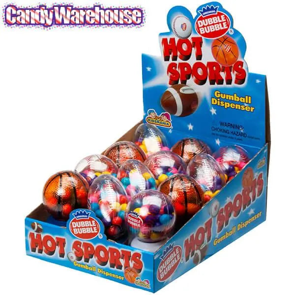 Hot Sports Dubble Bubble Gumball Machine Dispensers: 12-Piece Box