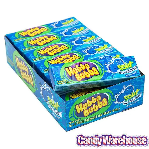 Hubba Bubba Bubble Gum Packs - Sour Blue Raspberry: 18-Piece Box