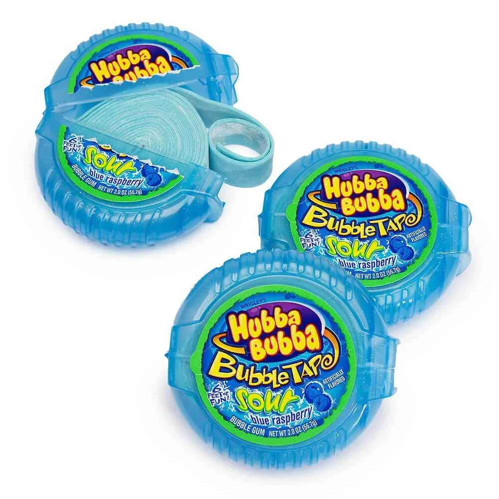 Hubba Bubba Bubble Tape Gum Rolls - Sour Blue Raspberry: 12-Piece Box