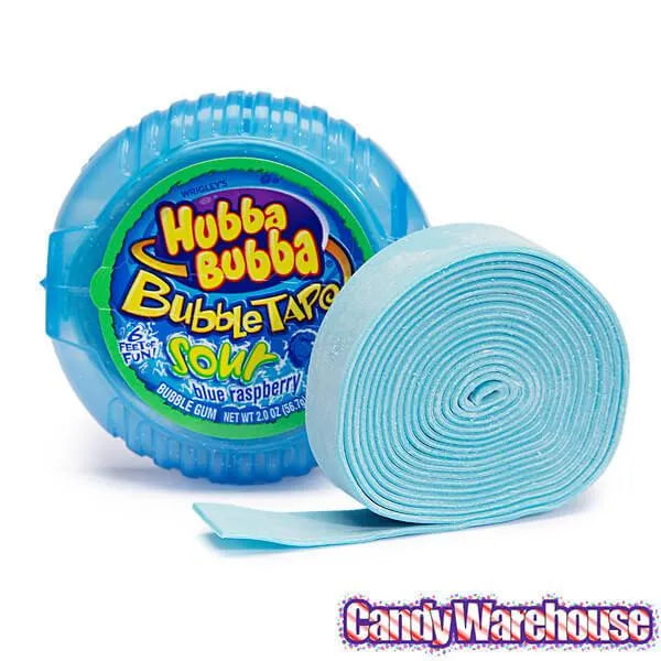 Hubba Bubba Bubble Tape Gum Rolls - Sour Blue Raspberry: 12-Piece Box