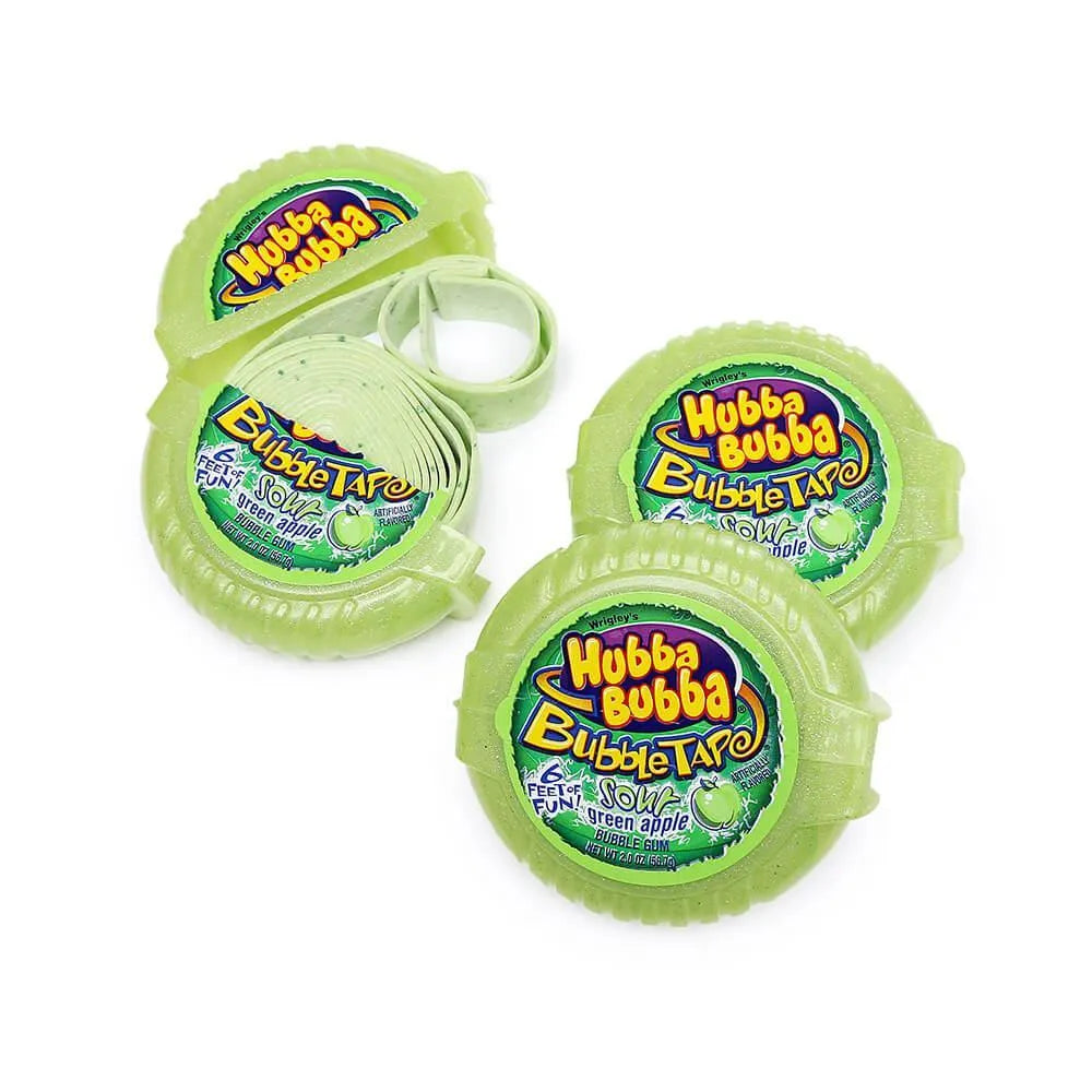 Hubba Bubba Bubble Tape Gum Rolls - Sour Green Apple: 12-Piece Box