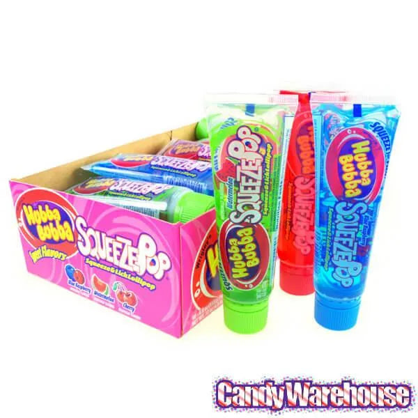 Hubba Bubba Squeeze Pop Liquid Candy Tubes - Sweet Flavors: 18-Piece Box