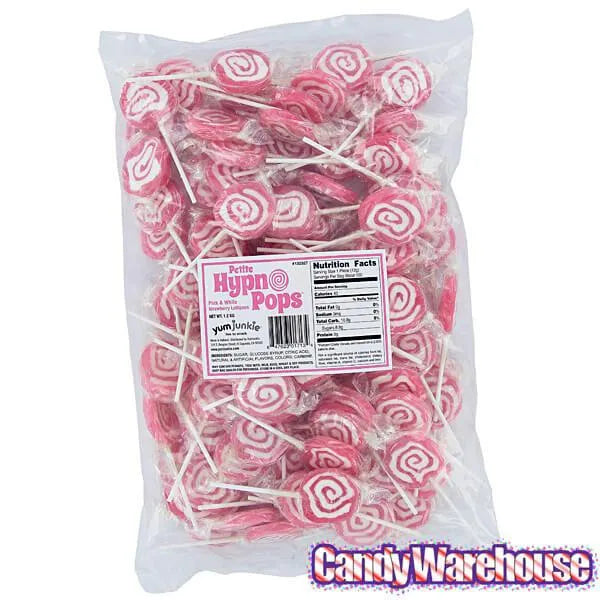 Hypno Pops Petite Swirled Lollipops - Strawberry: 100-Piece Bag