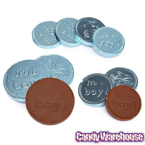 It's a Boy Foiled Chocolate Coins in Mesh Bags: 18-Piece Box