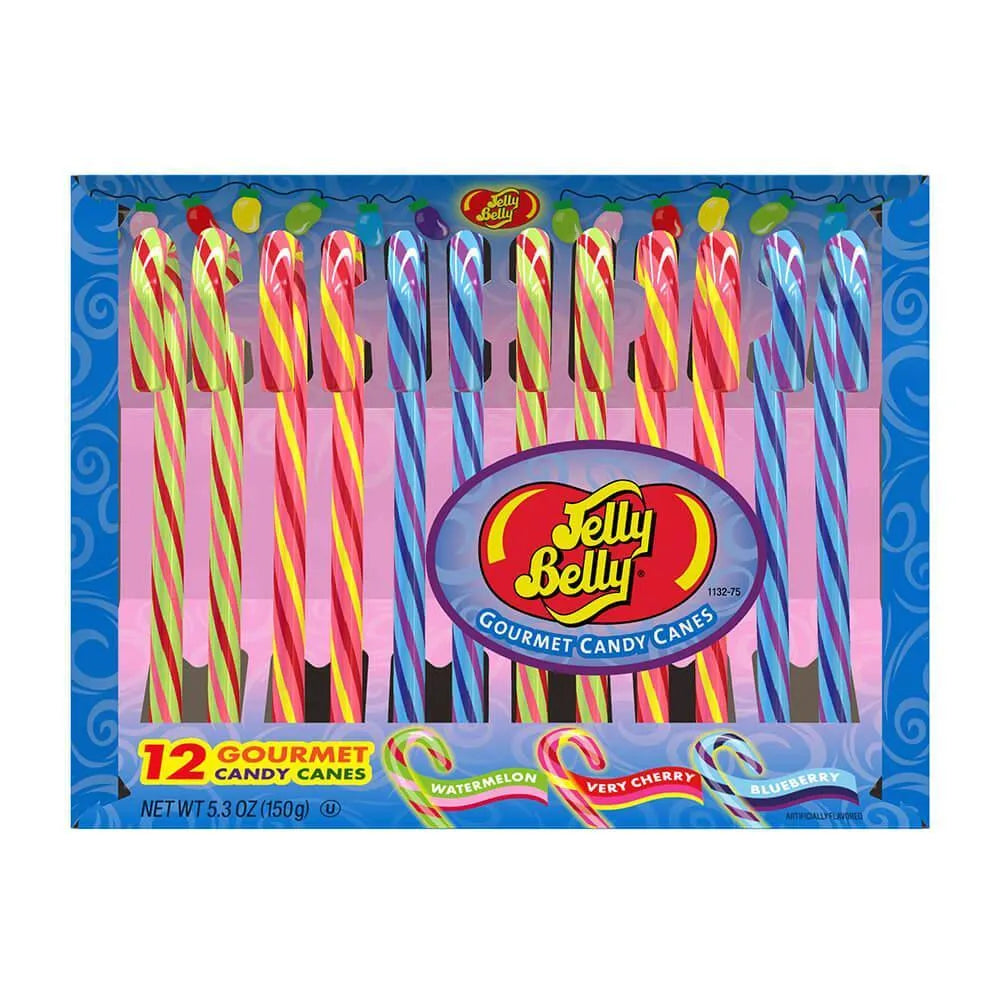 Jelly Belly Candy Canes - Very Cherry, Blueberry, & Watermelon: 144-Piece Case