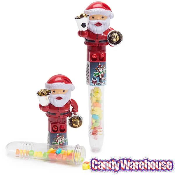 Jolly Jingle Candy Filled Santa Claus Toys: 12-Piece Display