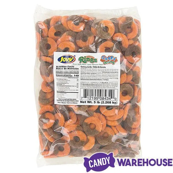 Jovy Crazy Gummy Rings Chamoy Candy - Green Apple: 5LB Bag