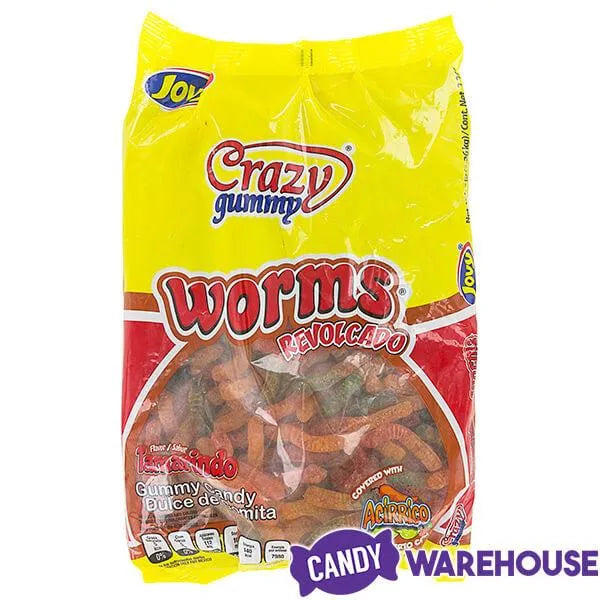 Jovy Crazy Gummy Worms Revolcado Tamarindo Candy: 5LB Bag