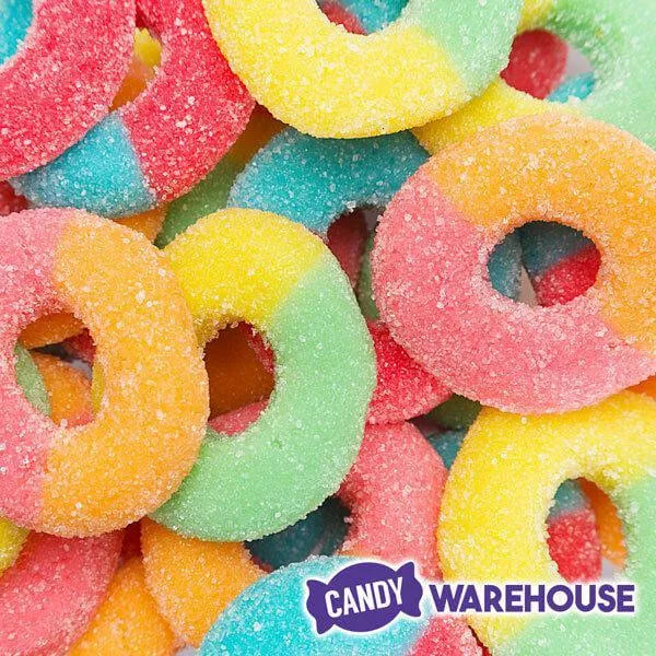 Jovy Neon Gummy Rings Candy: 5LB Bag