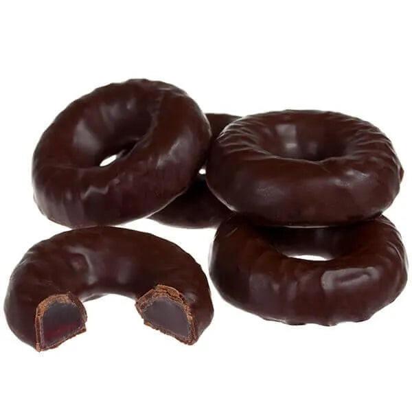 Joyva Chocolate Covered Raspberry Jell Rings: 5LB Box