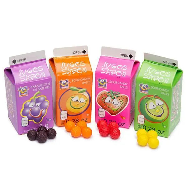 Jugos de Sabo Sour Candy Balls Cartons: 12-Piece Box