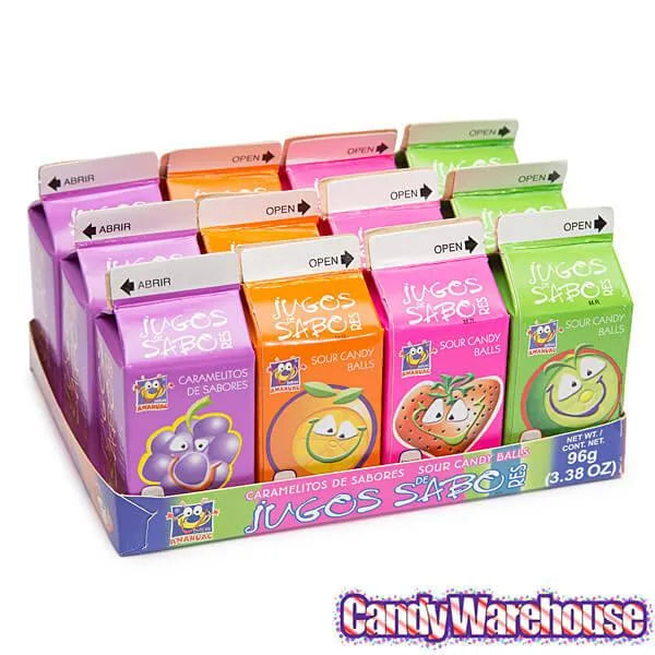 Jugos de Sabo Sour Candy Balls Cartons: 12-Piece Box